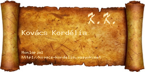 Kovács Kordélia névjegykártya